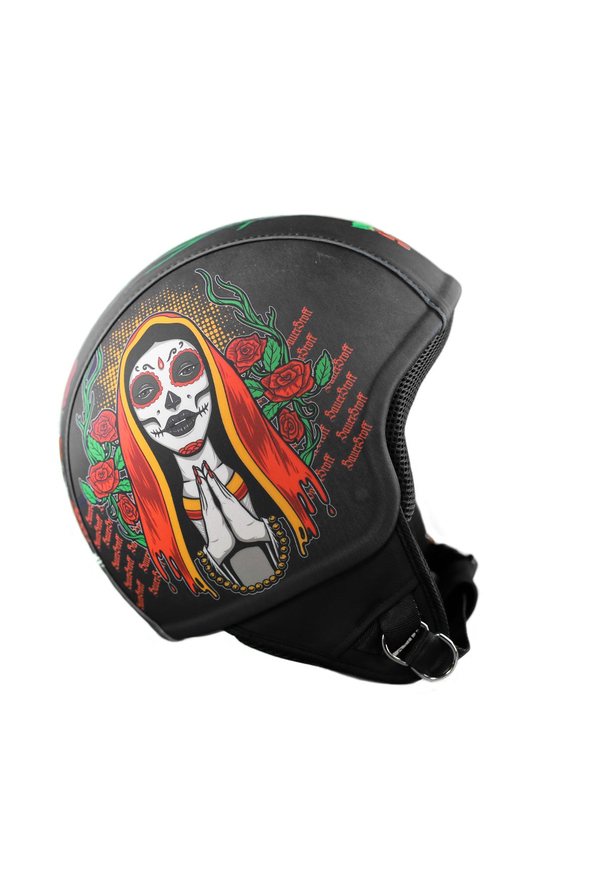 casco senza visiera santa muerte lato destro
