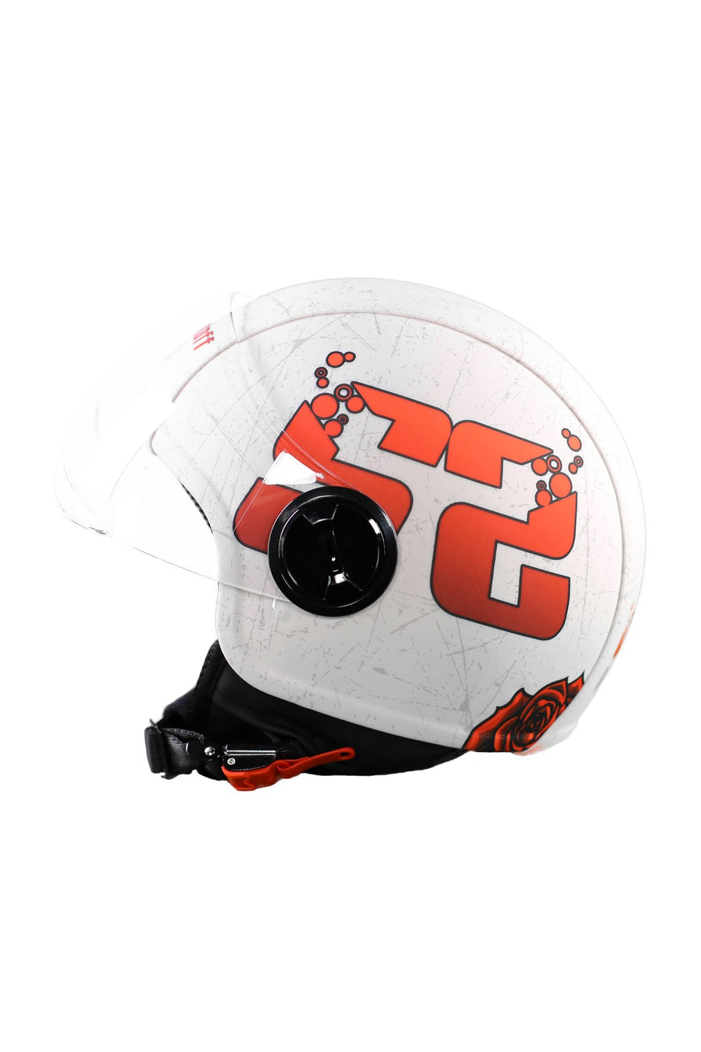 casco demi jet sauerstoff pistola bianco lato sx