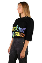 sauerstoff t shirt nera arcobaleno dettaglio