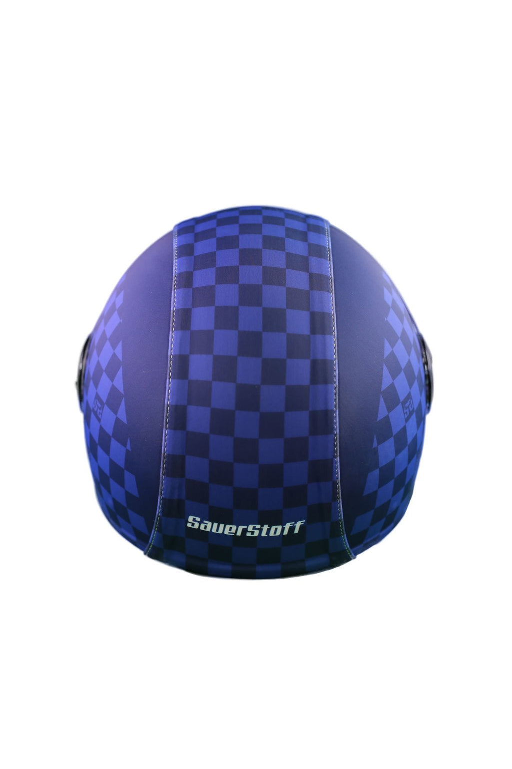 casco demi jet sauerstoff quadri quadretti quadroni blu retro