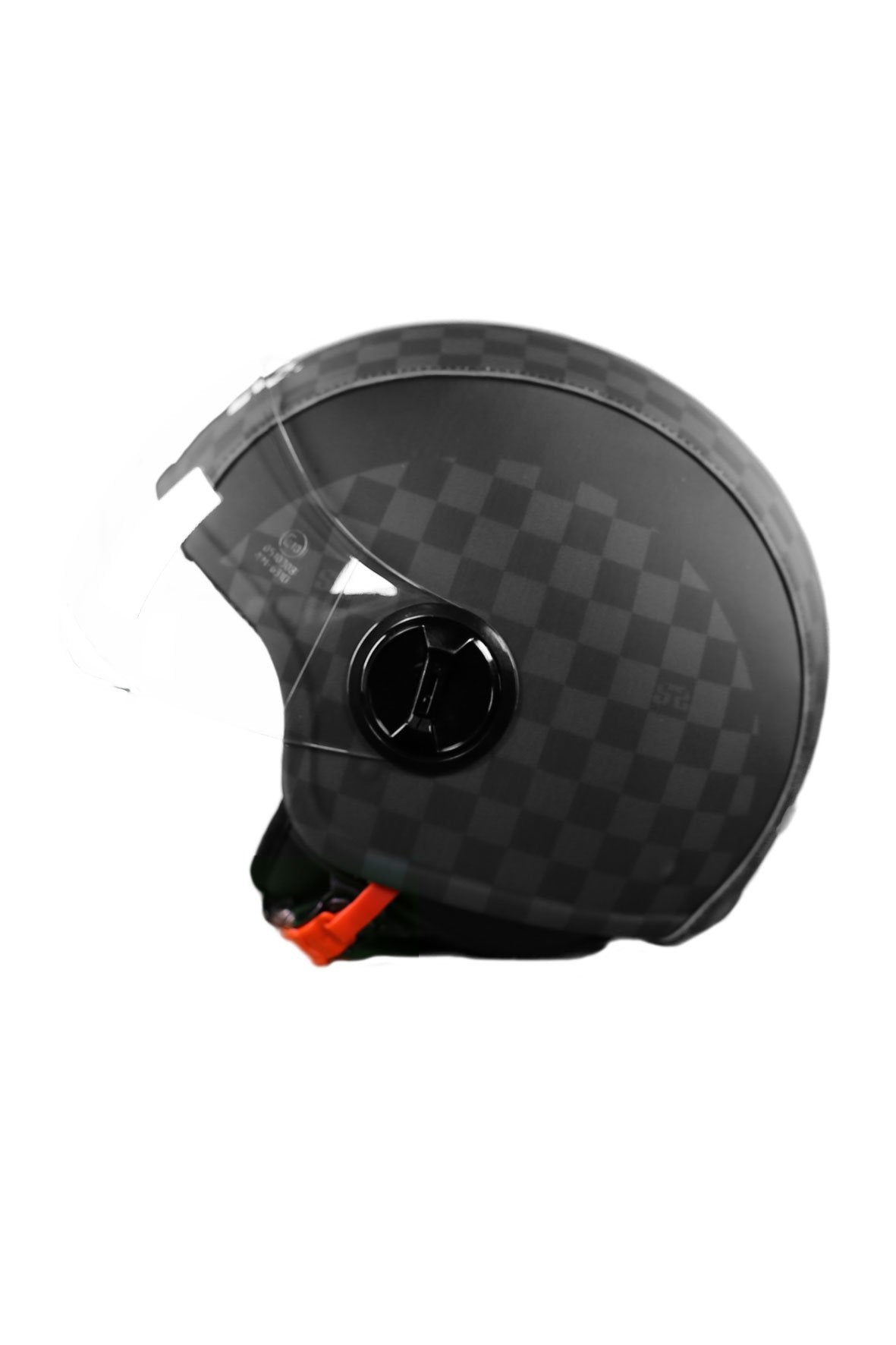 casco demi jet sauerstoff quadri quadretti quadroni neri lato sx