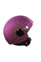 casco demi jet sauerstoff quadri quadretti quadroni rosa lato dx