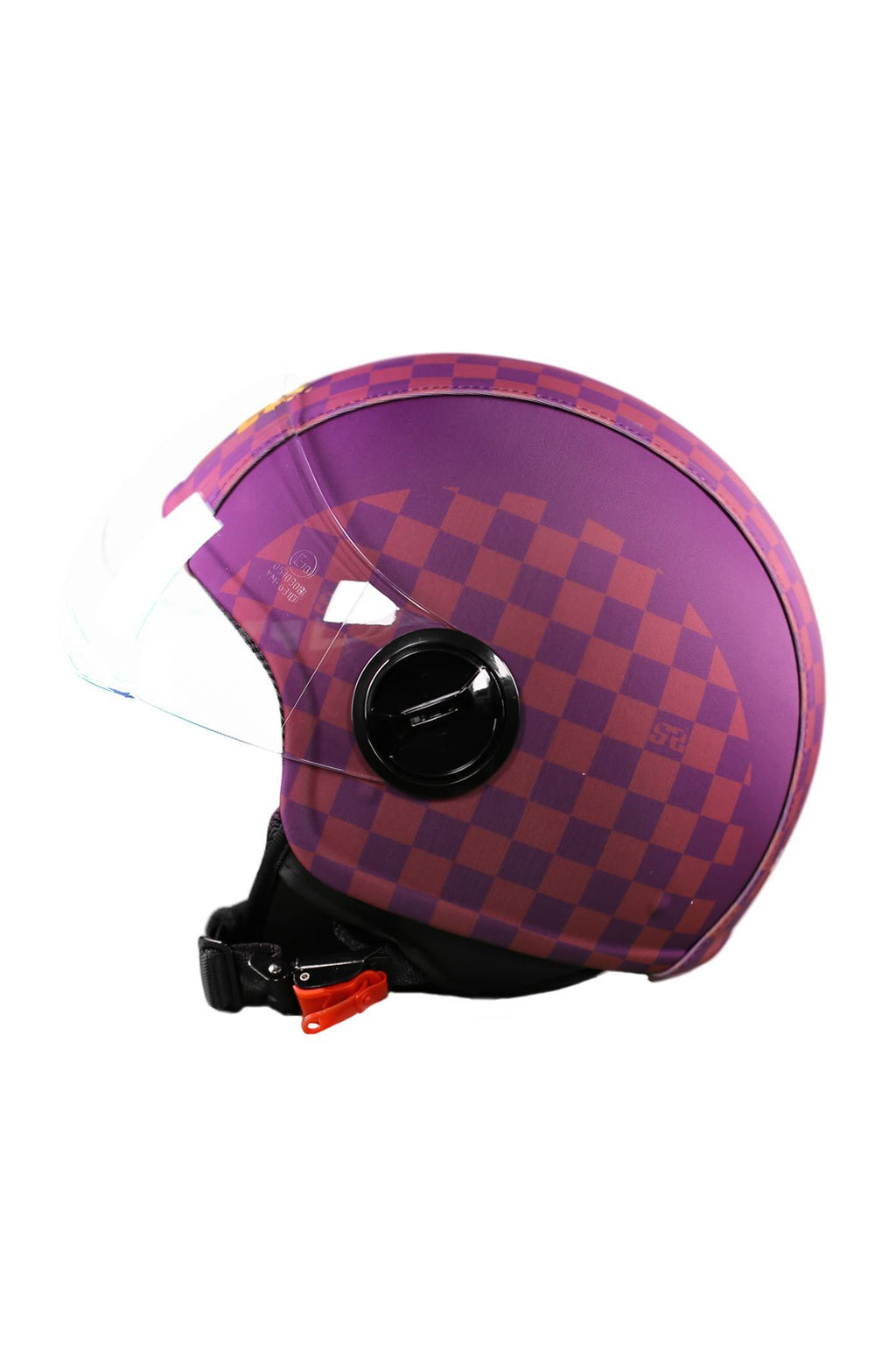casco demi jet sauerstoff quadri quadretti quadroni rosa lato sx